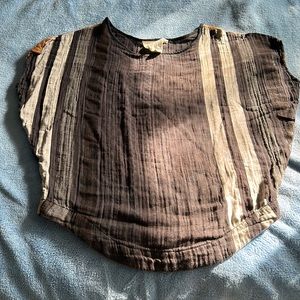 Ace & Jig black, gray and brown woven fabric top.